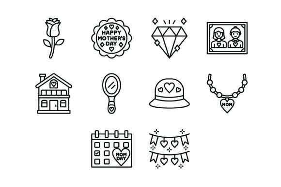 10 Mother Day Outline Icons Bundle: Your Complete Design Toolkit