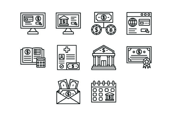 Essential 10 Banking & Finance Outline Icon Bundle for Designers